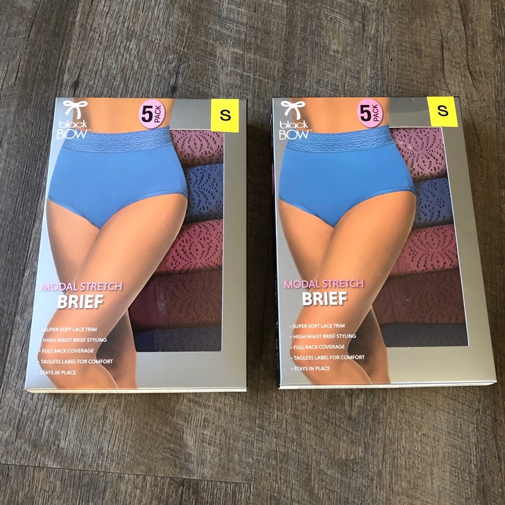 New！2 boxes Black Bow Woman’s Super Soft Model Stretch Briefs Size S